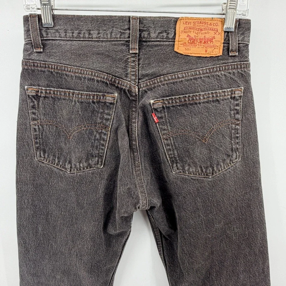 Vtg 80s Levis 501 Jeans‎ Faded Black Made in USA Straight Leg Button Fly W29 L32